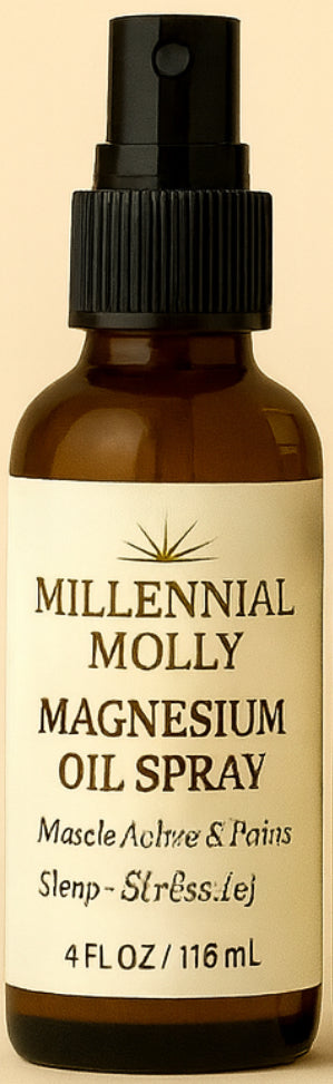 Millennial Molly Pure Magnesium Oil Spray 4 FL OZ 116 mL Single Ingredient No Additives Simple Application Ideal for Pure Magnesium Oil Users